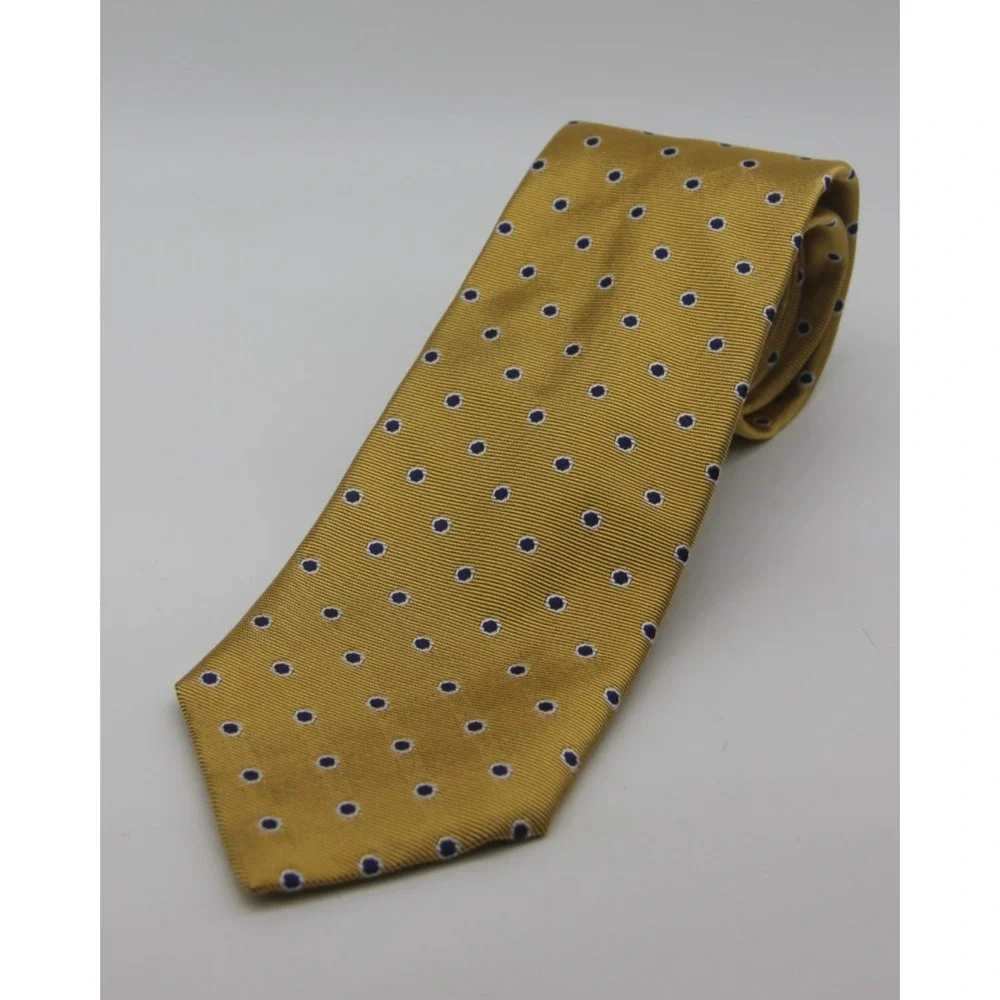 Brooks Brothers Basic Silk Tie Men's Yellow Dot USA Old Money Classic Preppy